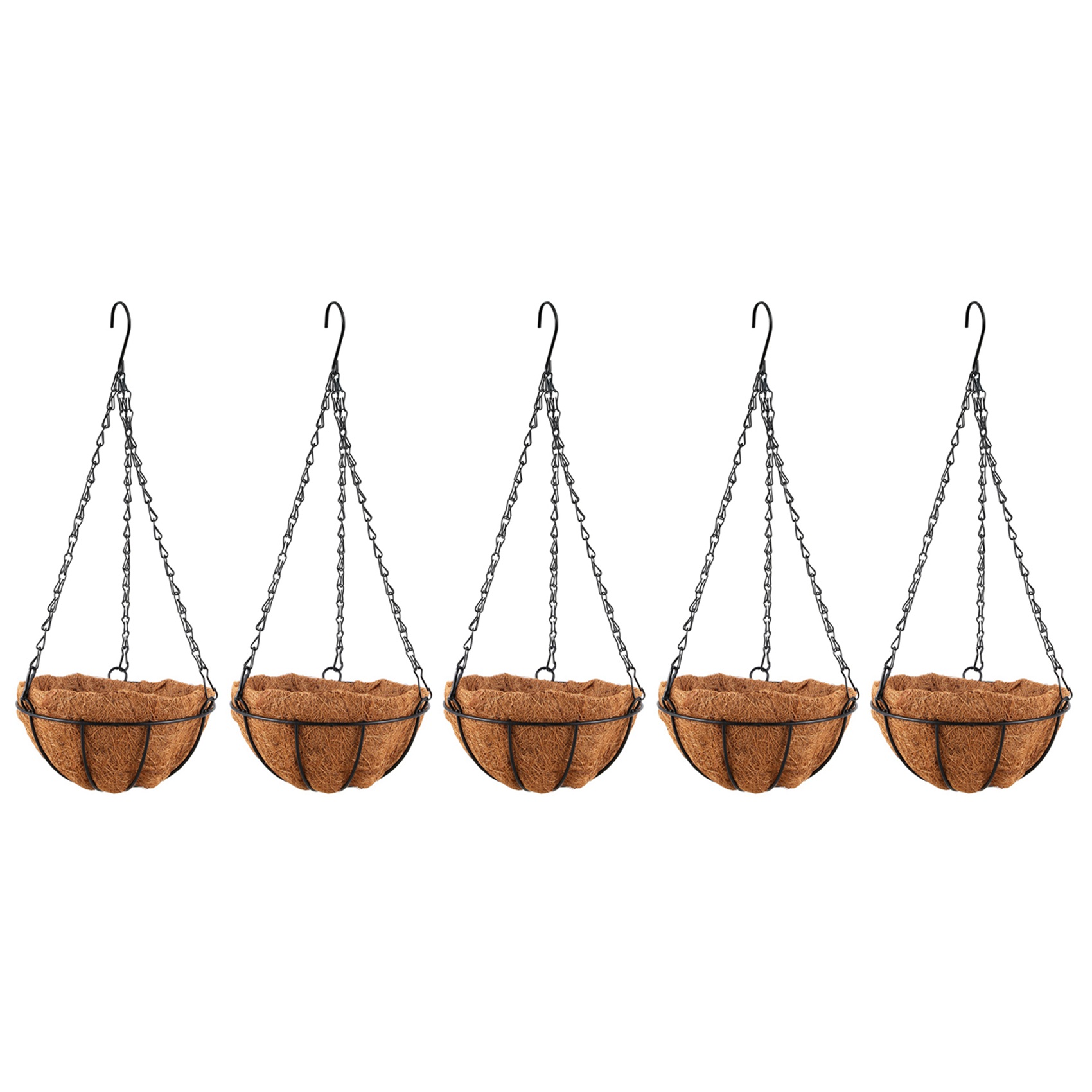 fasdaga 5X Black Growers Hanging Basket Planter with Chain Flower Plant Pot Home Garden Balcony Decoration-8inch