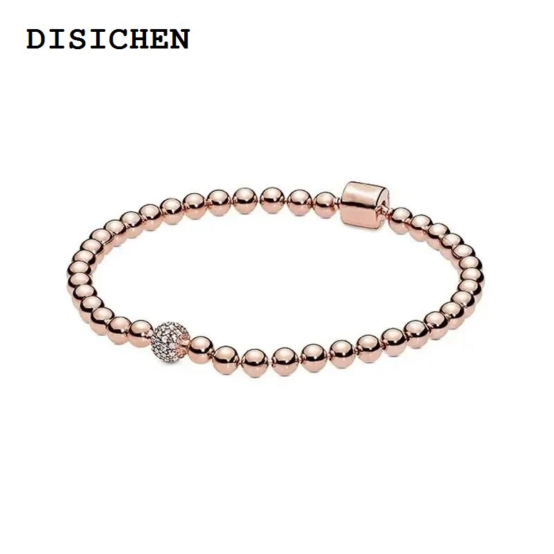 DISICHEN Fifty percent discount Classic Couple Bracelet 925 Sterling Silver Exquisite Light Luxury Gold Color Bead Chain Bracelet New Charm Jewelry Gift