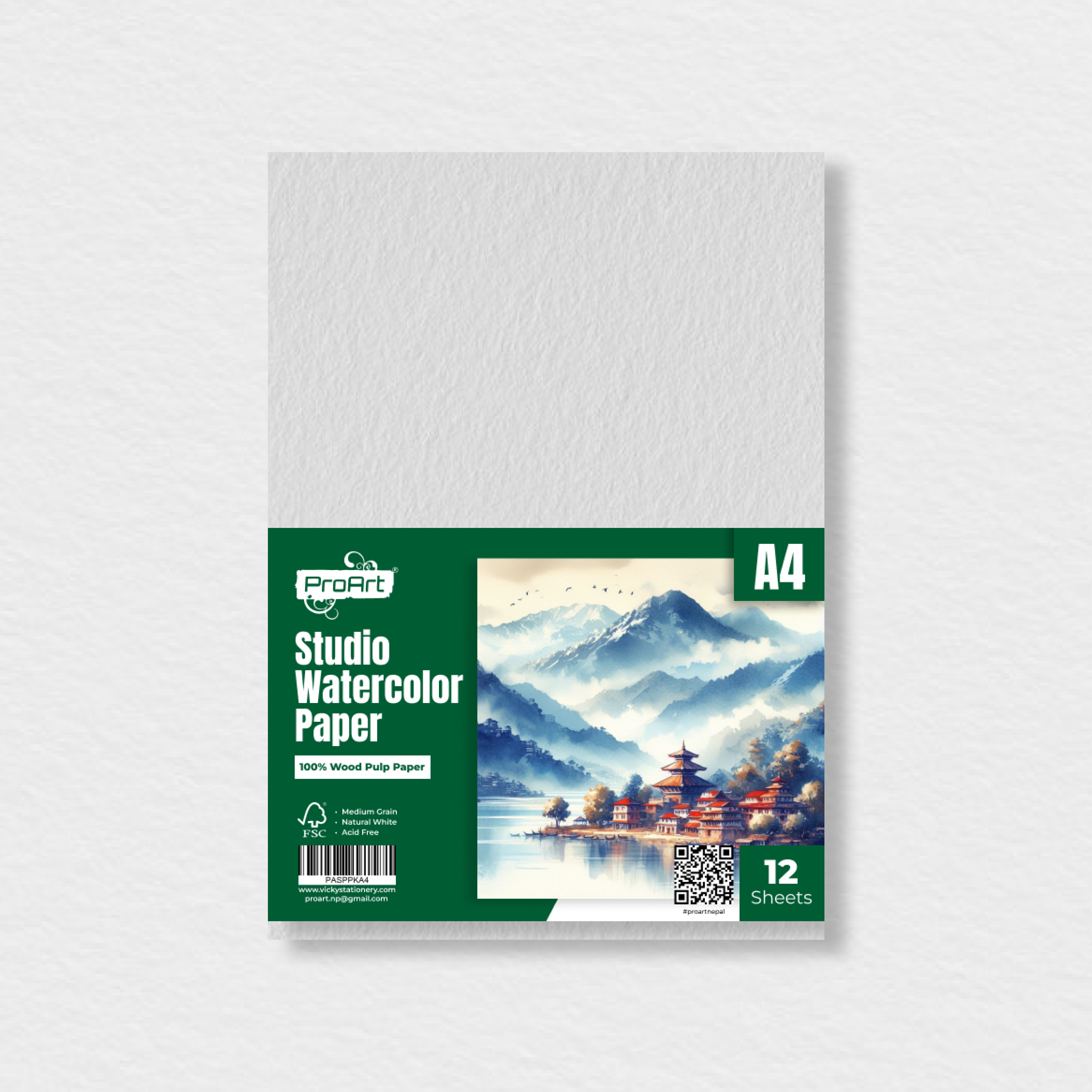 ProArt 100% Cotton Watercolor Pad A4, 300GSM-12 Sheets, Acid-Free Handmade Paper