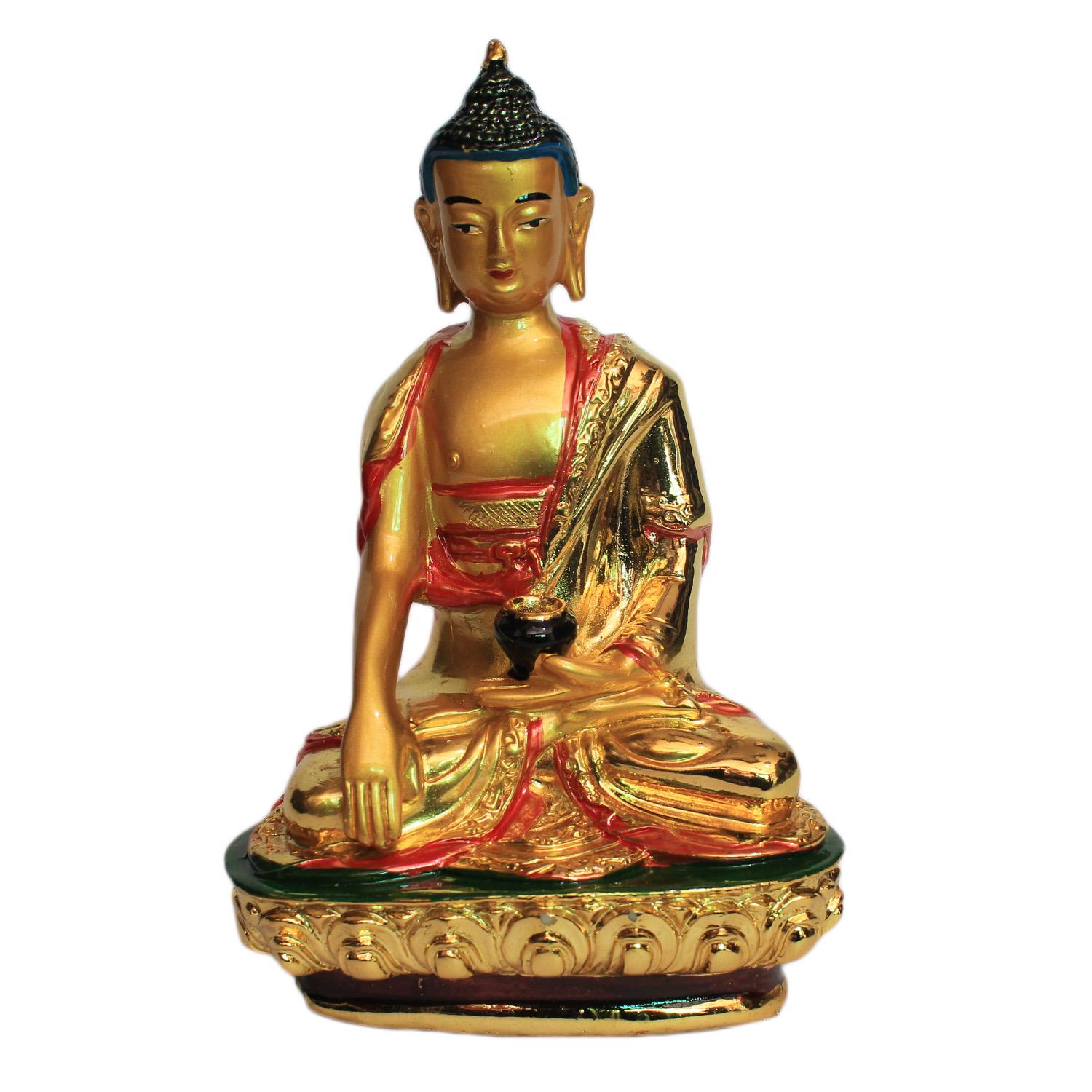 Golden Resin Buddha Statue, 6"