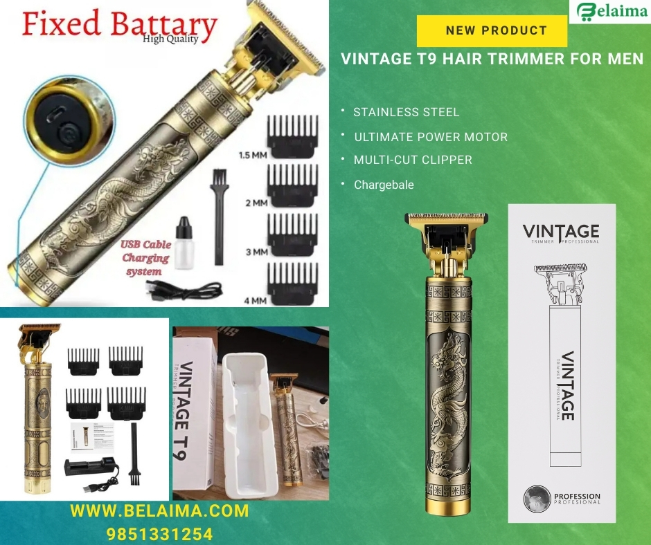 Vintage T9 Hair Trimmer for Men || "Golden Sculptor Pro"