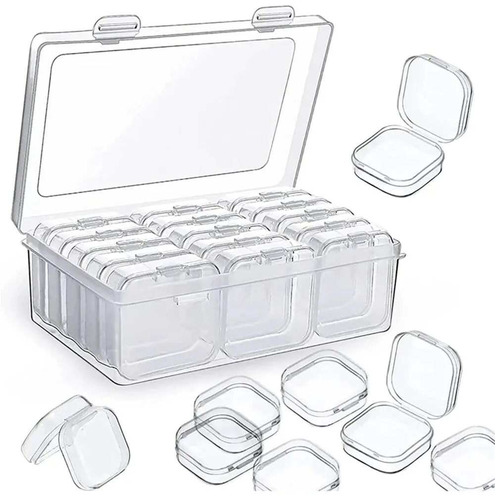 1Set New Diamond Painting Plastic Storage Box Craft Accessories DIY Rhinestone Storage Container Multifunctional 12/14/15 Grids Nail Art Jewelry Earring Storage