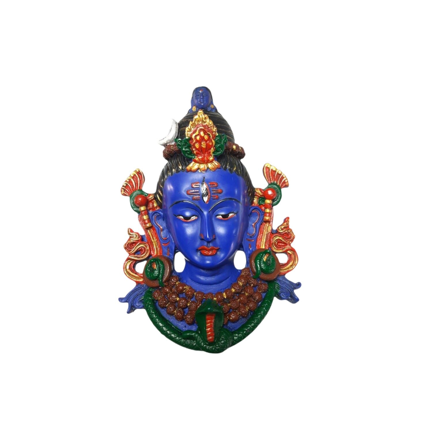 Lord Shiva Mask Colourful Blue Resin 8 Inch Special Mahadev Mask Wall Hanging Decor