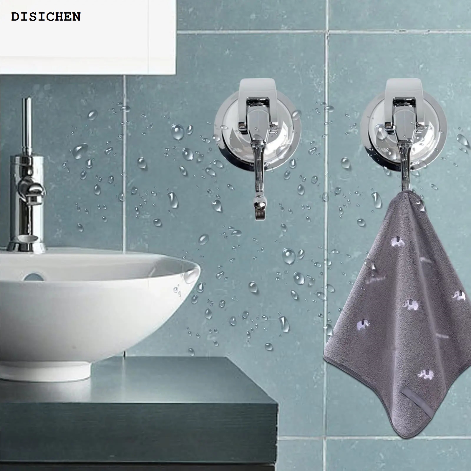 DISICHEN Portable Hooks Up Hooks Suction Cup Hooks for Shower Heavy Duty Vacuum Suction Shower Hooks Window Glass Kitchen Bathroom Hooks Reusable