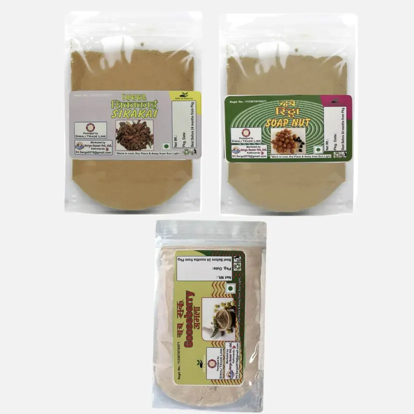 Hair Care Combo Pack of Amla powder 100g / Soapberry (Reetha) powder 100g / Shikakai 100g