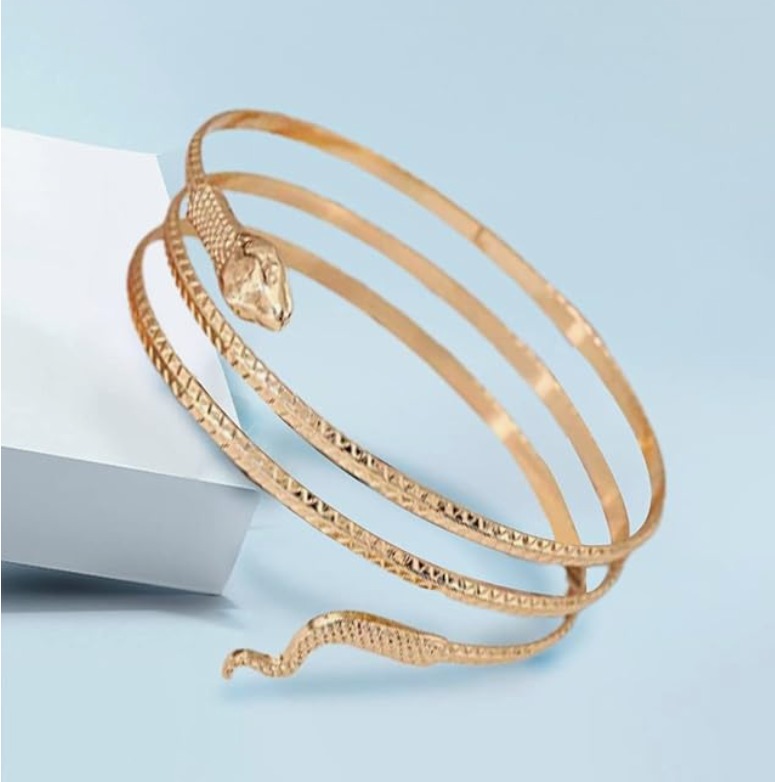 1PC Luxury Snake Wrap Bracelet for Women, Adjustable Serpent Open Cuff Bangle, Gold/Silver Fashion Jewelry Accessory