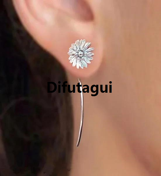 Difutagui Delysia King 2021 New Daisy Earrings Cute Girls High Quality Sunflower Long Ear Studs Gift for Best Friend
