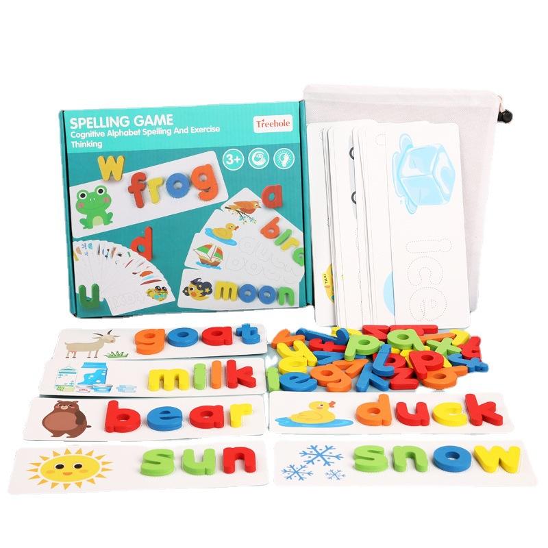 Custom Word Jumble Games 26 English Alphabet Early Learning Cognition Word Spelling Exercises for Children Wooden Toy
