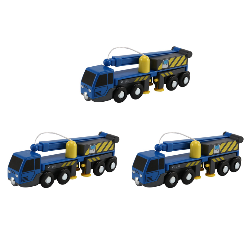 3X Multifunctional Train Toy Set Accessories Mini Crane Truck Toy Vheicles Compatible with Wooden Tracks Railway