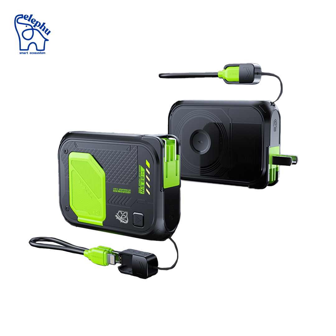 Elephu Powerbank +Adapter EP-WF1 | 10000mAh| powerbank | Adapter | 2 pin plug| MagSafe| Rapid charge 22.5 Watt| Type C/ Lightning/ USB Input/Output Ports| included Type C to Lightning Cable| Compact pocket friendly | 1 year warranty | - image 1