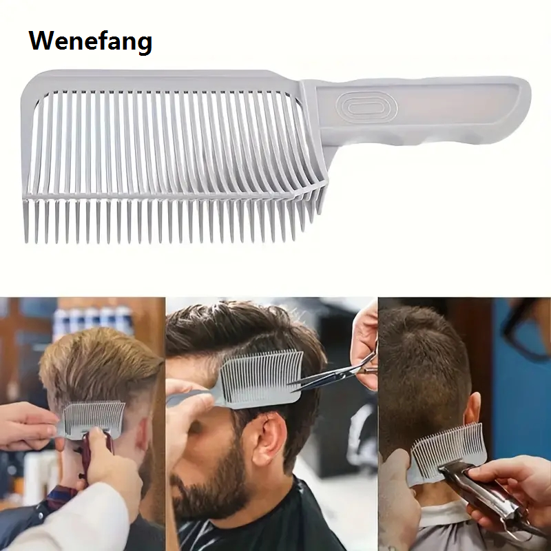 Wenefang Fading Comb Professional Barber Clipper Blending Flat Top Hair Cutting 2025 New Comb For Men Heat Resistant Fade Brush Salon Styling Tool