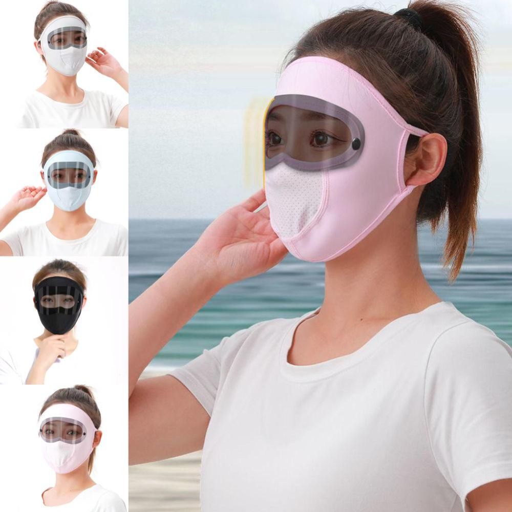 Stylish Breathable Summer Sunscreen Mask HD Anti Fog Goggles Full Face Thin Face Mask UV Protection Dustproof Sunscreen Hood Women
