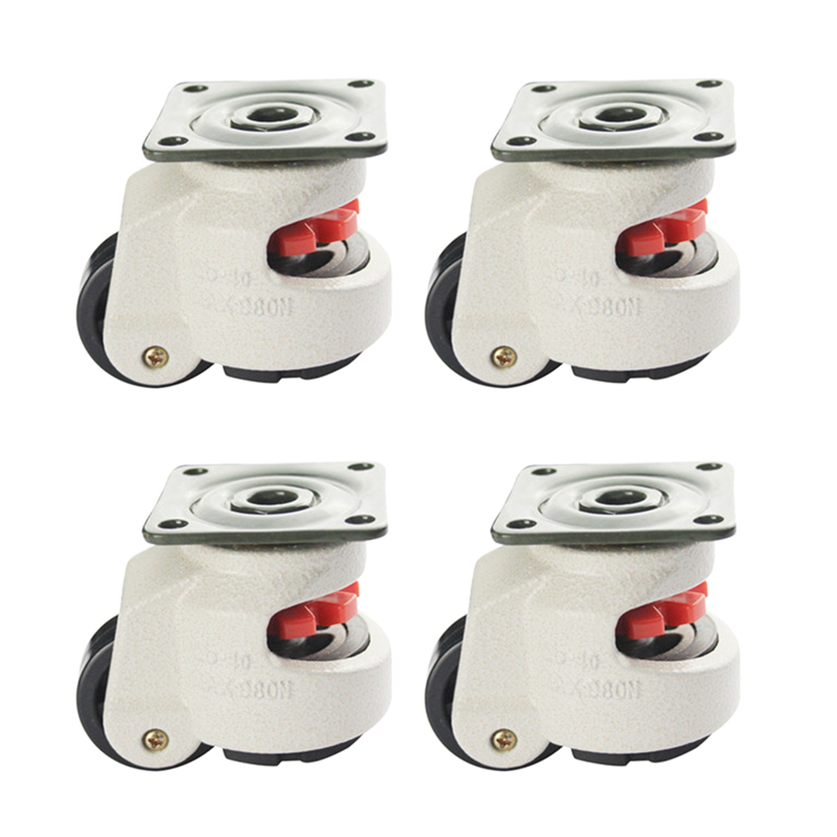 4X Rubber Foot 40F Foot Level Adjustment Equipment Cart Caster 60Kg Load Capacity Furniture Leveling Roller