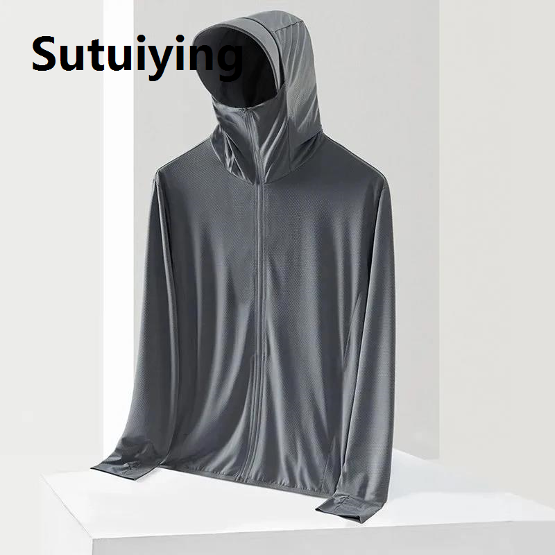 Sutuiying Luxury Special Offer Summer Men's UPF 50+ Sunscreen Clothing Fashion Solid Color UV Sun Protection Jacket Outdoor Fishing Hoodie M-3XL