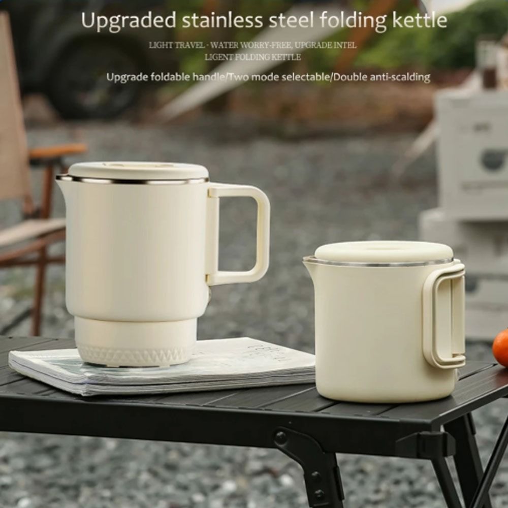 Upgraded New 800ml Electric Kettle Portable Foldable Mini Kettle Detachable Two Gear Mode Small Heater Outdoor