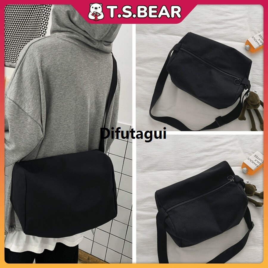 Difutagui Crossbody Canvas Tote Bags Eco Sling Bag Women Bag Student New style Shoulder Bags Casual Tote Beg College Wanita Bag Murah L14