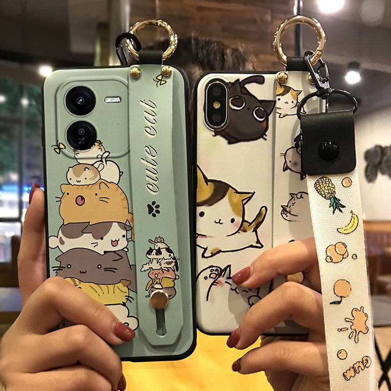 Kickstand Durable Phone Case For VIVO IQOO Z9X 5G cell phone sleeve Cute phone protector Wrist Strap Fashion Design ring