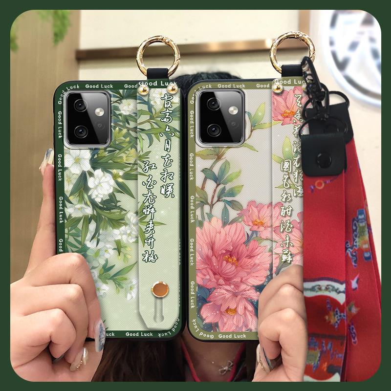 Wristband Durable Phone Case For TCL 50 5G old lady Shockproof ring protective Waterproof Anti-dust Lanyard for mom