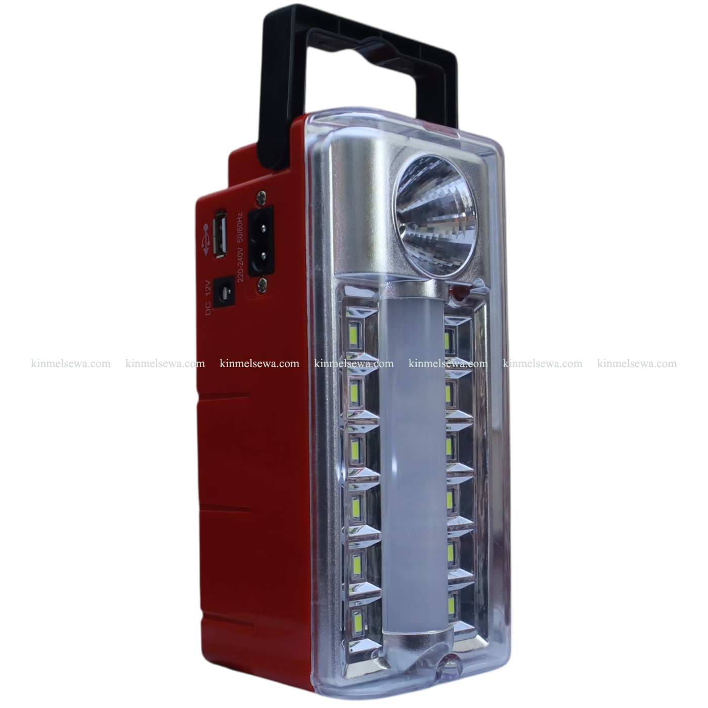 Super Bright Rechargeable LED Emergency Work Light - 12x 0.5W SMD + 1W Torch, USB, Solar/AC/DC Power, 6V Battery Backup