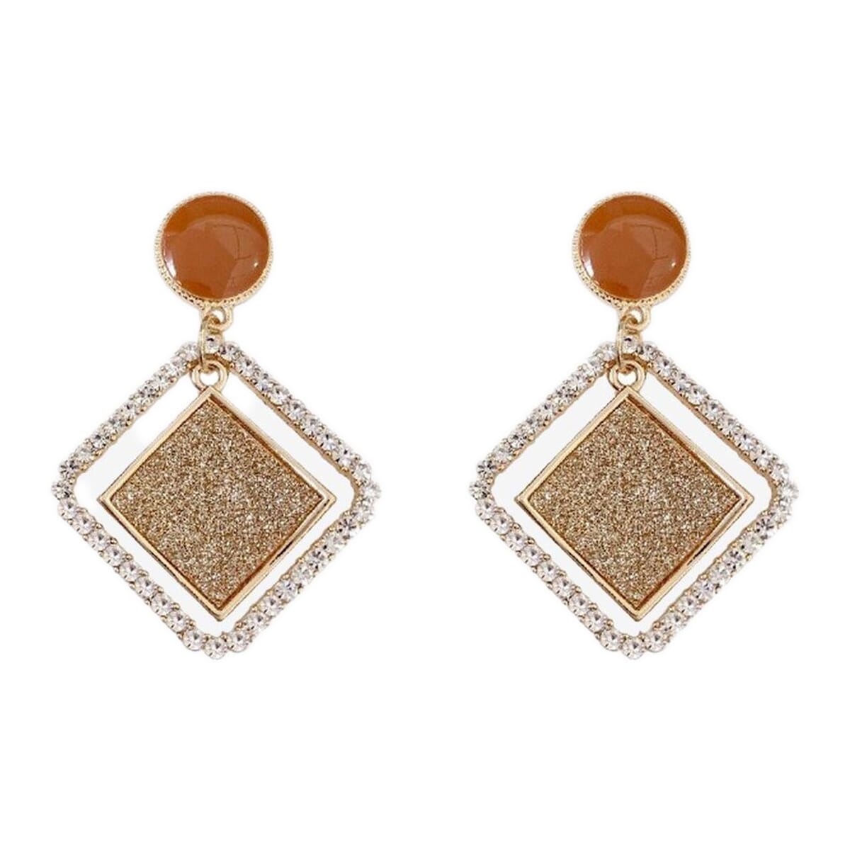 Enacolor Delicate Geometric HollowDiamond Earrings Frosted Crystal Earings New Korean