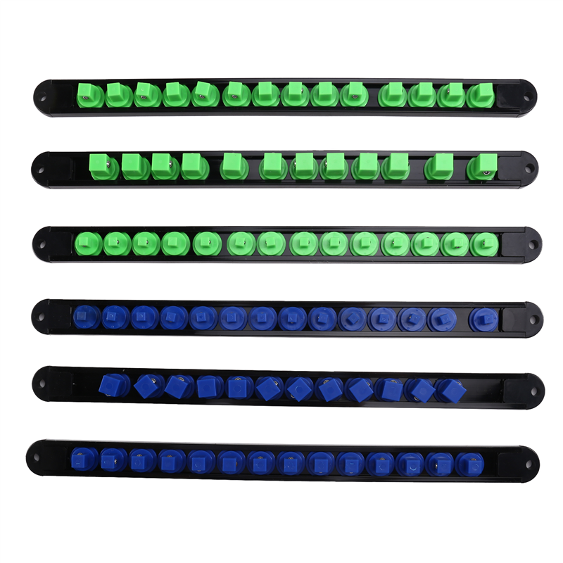 Heavy-Duty 6 Piece ABS Socket Organizer with 1/2", 3/8", 1/4" Drive Clip Rails for Tool Organization