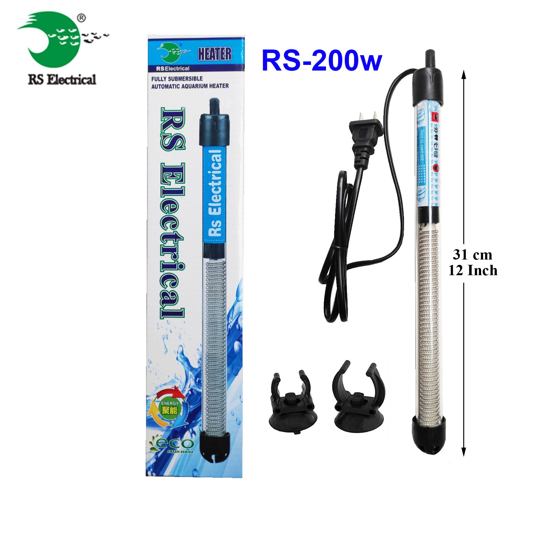 RS Electrical Automatic Glass Heater 200W For Aquarium By HAMROPETS