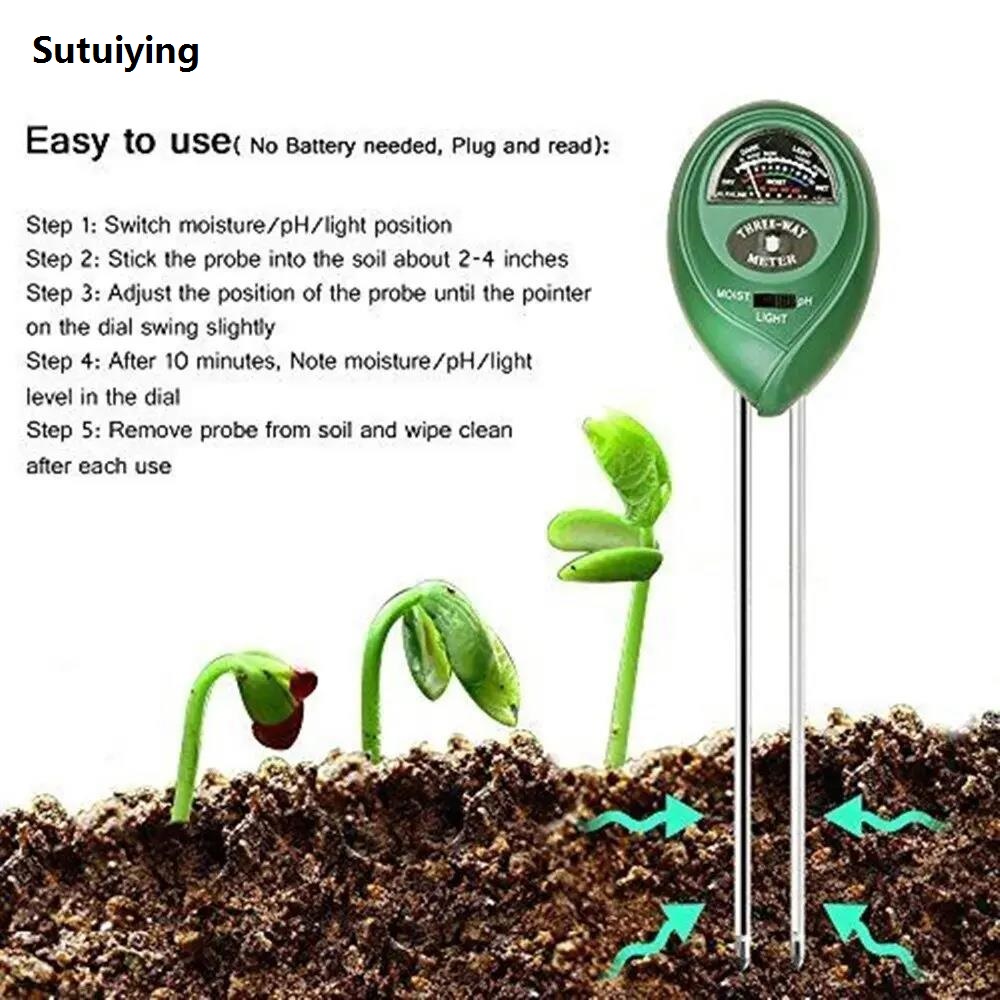 Wenefang New 3 In1 Moisture Sunlight PH Meter Soil Water Acidity Humidity Luxury Light PH Test Garden Plants Flowers Moist Tester