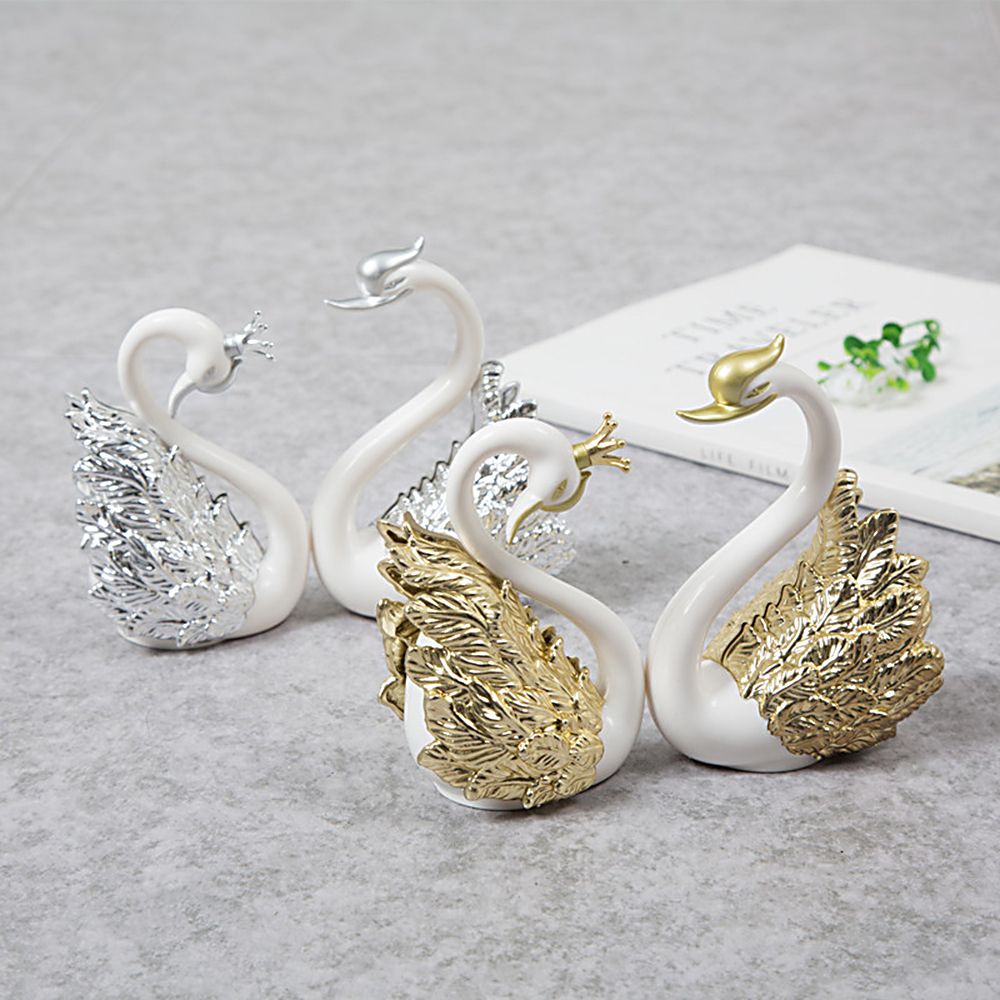 Kids Favors Wedding Decorartioon DIY Baking Supplies Cake Decor Happy Birthday Gold Silver Swan Cake Topper