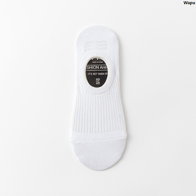 WapuNew 2025 New Invisible silicone socks cropped men's thin socks striped non-slip socks men's casual cotton socks