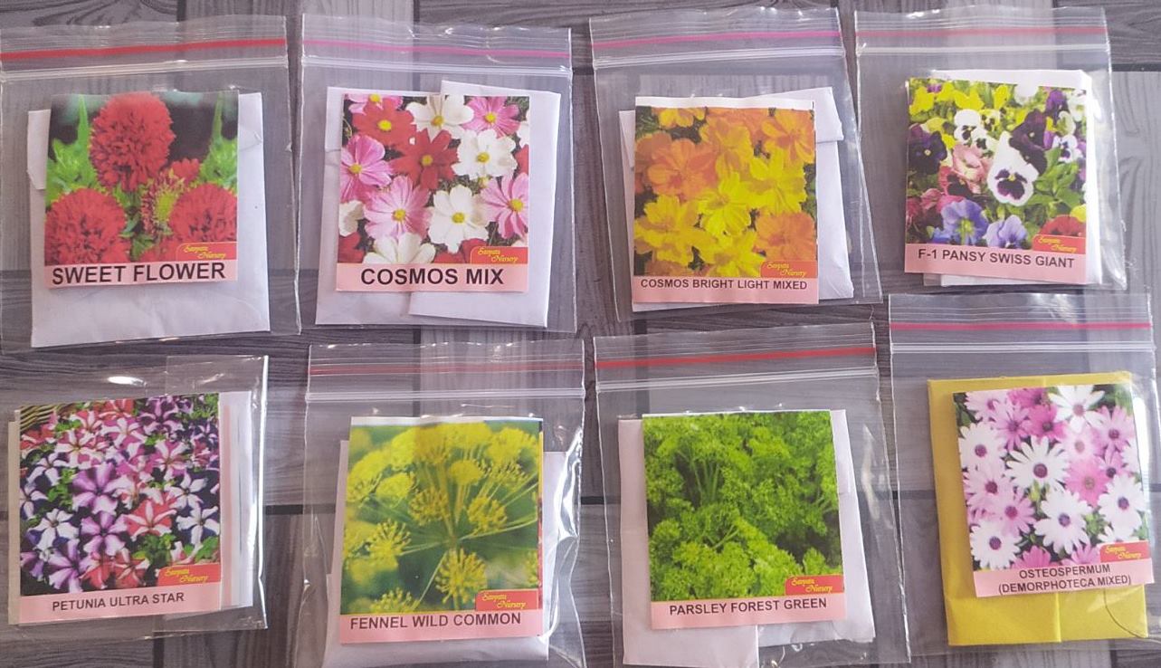 8 Types Of Flower Seeds Pack Home Made Small Pouch Pack