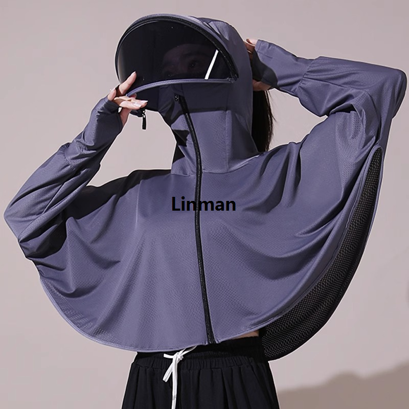 Linman Ice silk sunscreen clothing women's 2024 new summer UV protectioPortable n long-sleeved ultra-thin smock jacket cycling sunscreen clothing