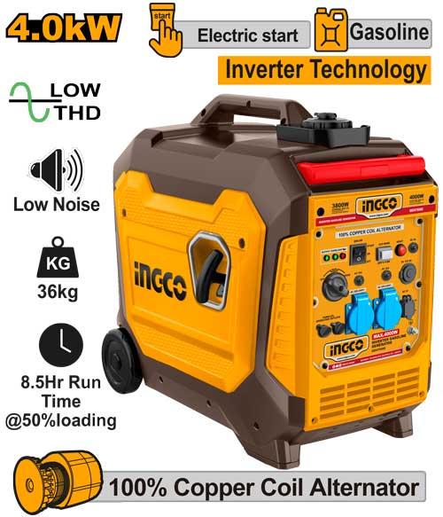 INGCO Power Tools New Inverter Gasoline Generator 4..0kW GEI47506E By DD