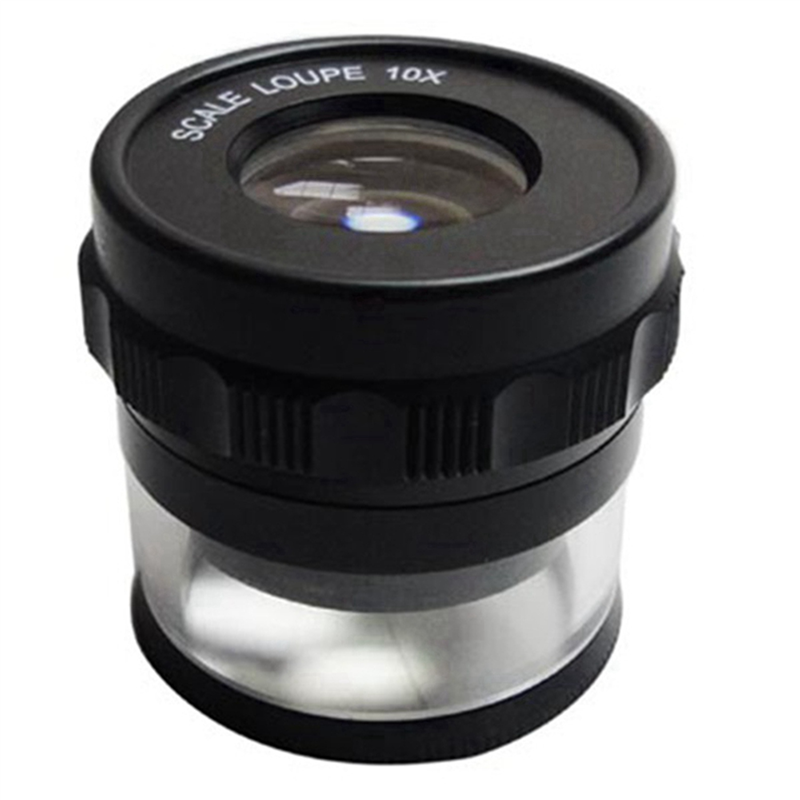 NCANRUI 2 PCS 10X Stand Measuring Magnifier Scale Loupe Magnifying Glass 10X with Scaled Magnifier