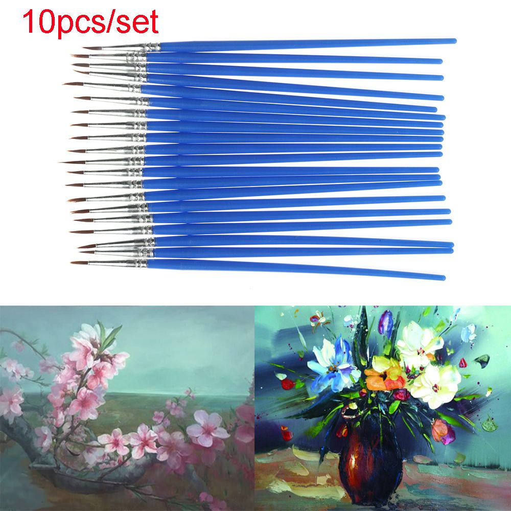 10pcs/set Crafts Artist Tool Drawing Oil Painting Brushes hook line pen Nylon hair Watercolor