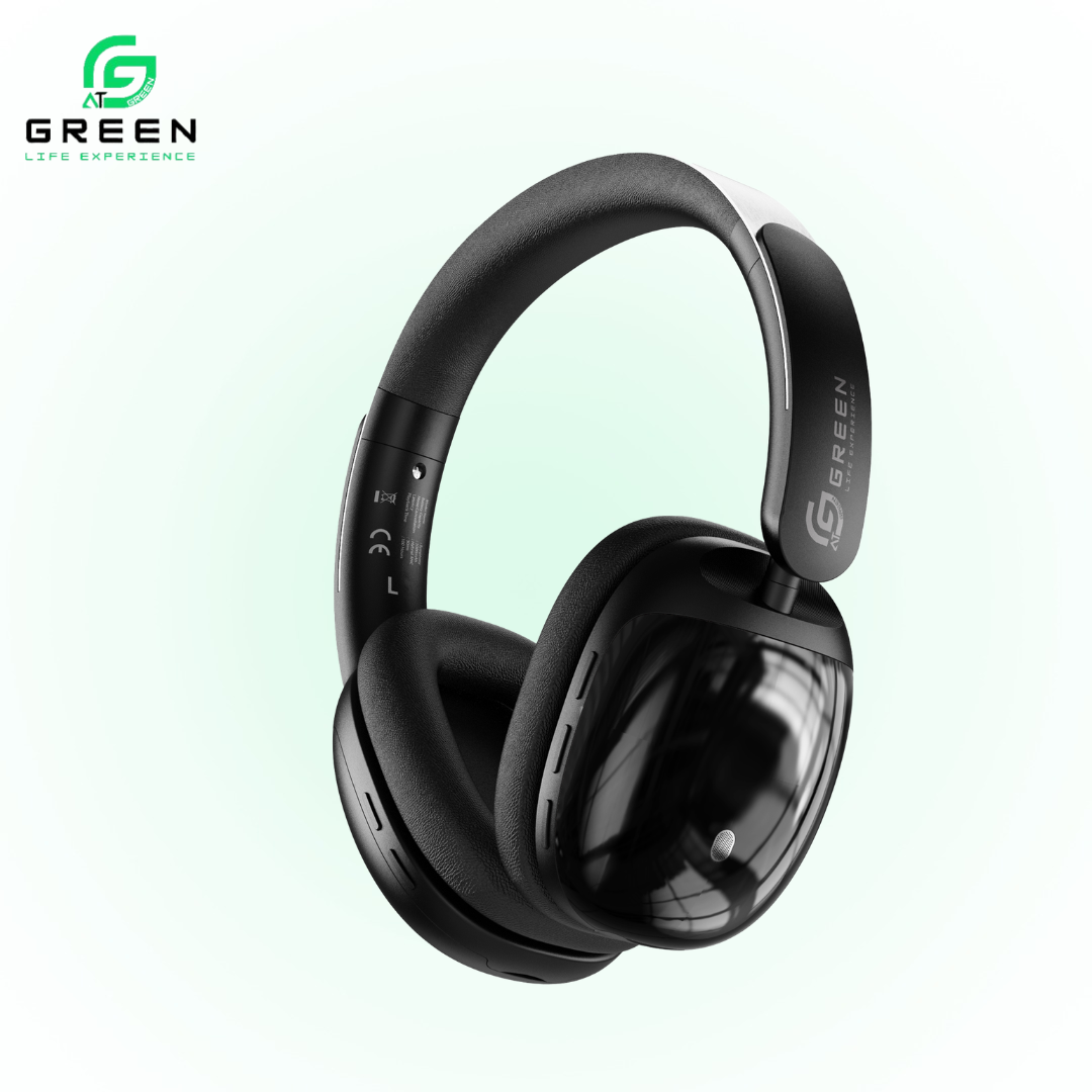 Green Symphony Hybrid ANC Headphone (40-50dB) | 45ms Low Latency | Spatial Audio Technology, 3D Experience | Changeable Cap | Foldable | JL5.4 Bluetooth Version | 100H Playtimes, 80H For ANC | 5 Mic | 1000mAh | 40mm Driver | Ultra-Soft Cushions | IPX4