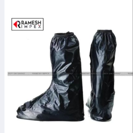 Black Stylish Long Length Rain Proof And Mud Proof Shoe Saver - Men