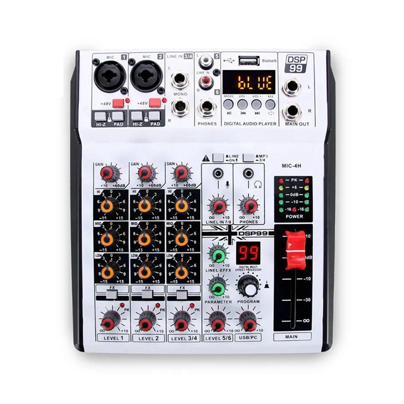 Professional Digital 4 Channel Audio Mixer Sound Mixing Console Stereo Mixers forDJ Recording Karaoke Bar EU Plug