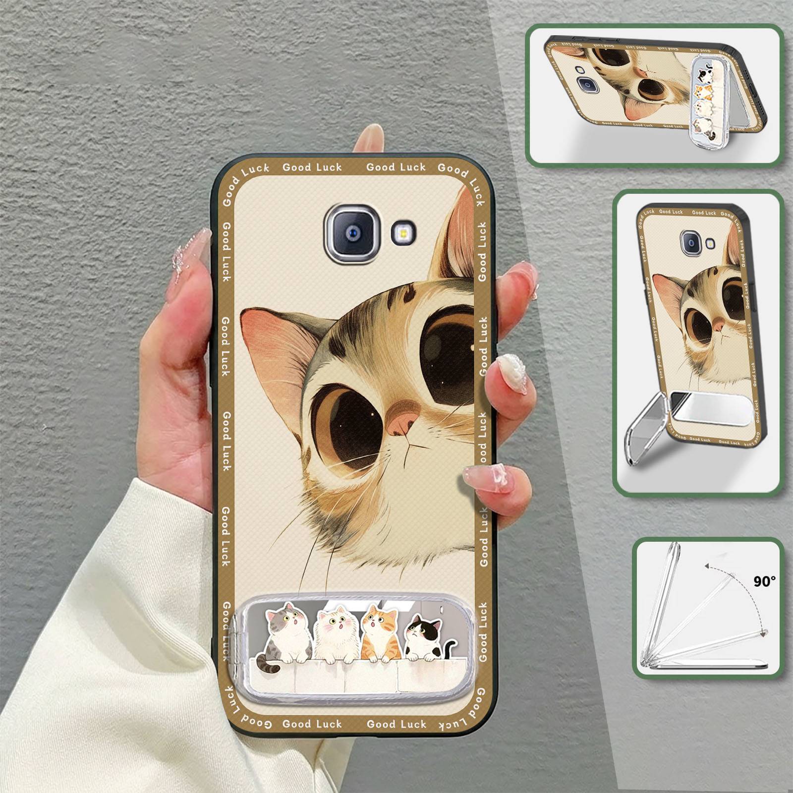 Makeup Mirror Shockproof Phone Case For Samsung Galaxy A9/A9000/A9100/A9 Pro Phone Holder Mirror Embroidery Durable TPU