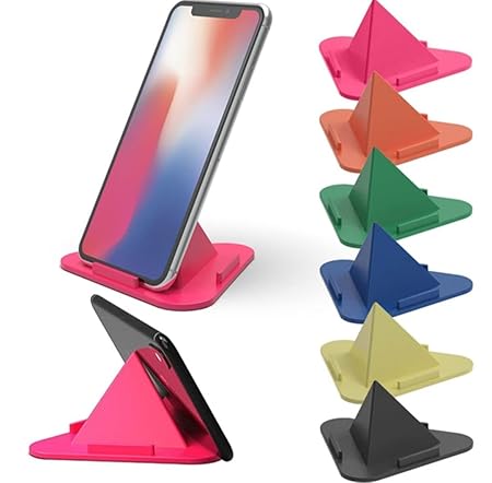 Pyramid Mobile Phone Stand | Foldable Silicone Anti-Slip Phone Holder for Desk & Table (Multi-Color)