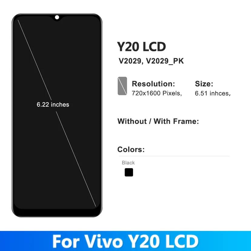 HOT 6.51| For Vivo Y20 V2029 / Y20i V2027 V2032 LCD Display Touch Screen Digitizer Assembly Replacement For Vivo Y20s LCD
