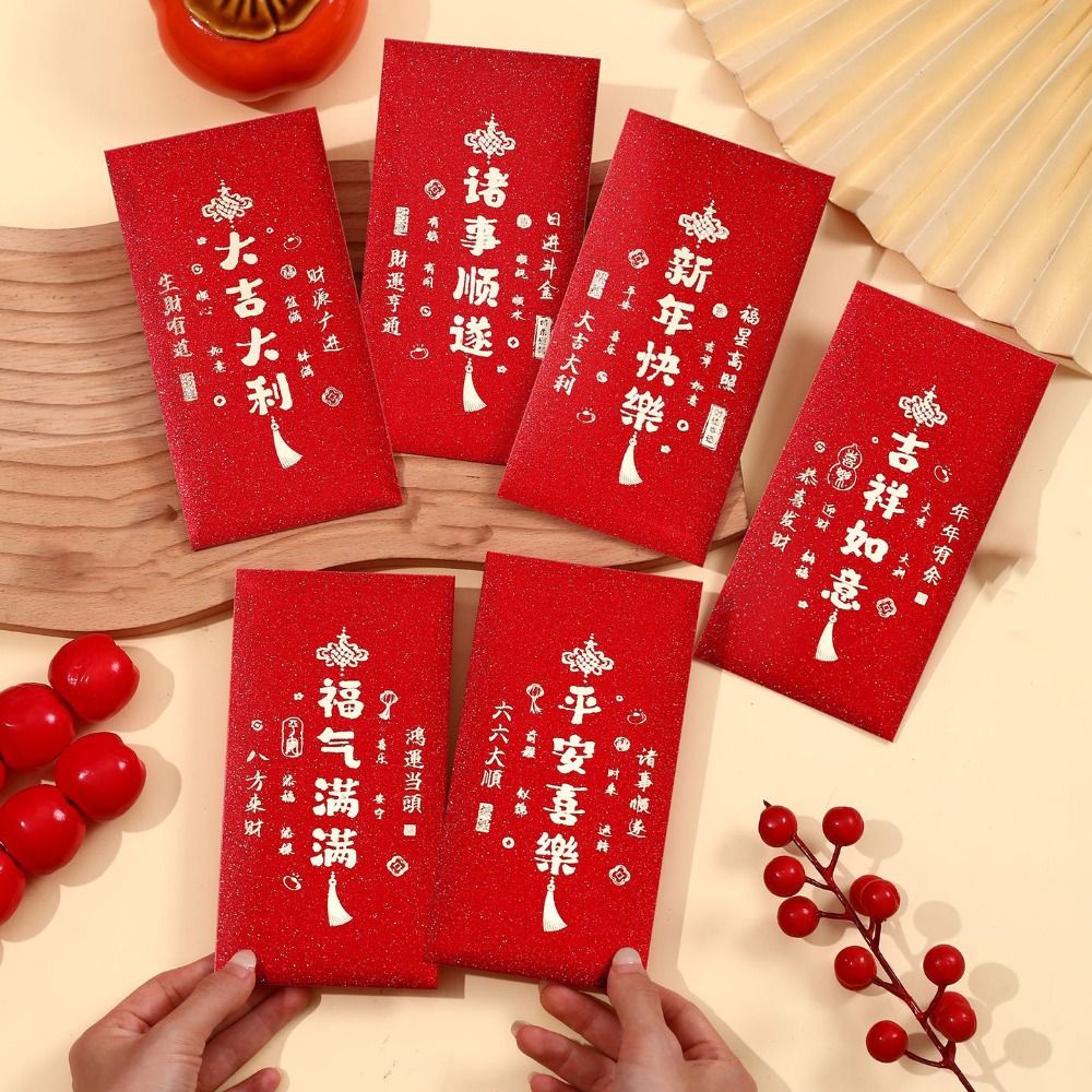 6pcs Creative Traditional Red Envelope Horse Year Decorative Chinese New Year Envelope Blessing Money Envelope Gift Giving