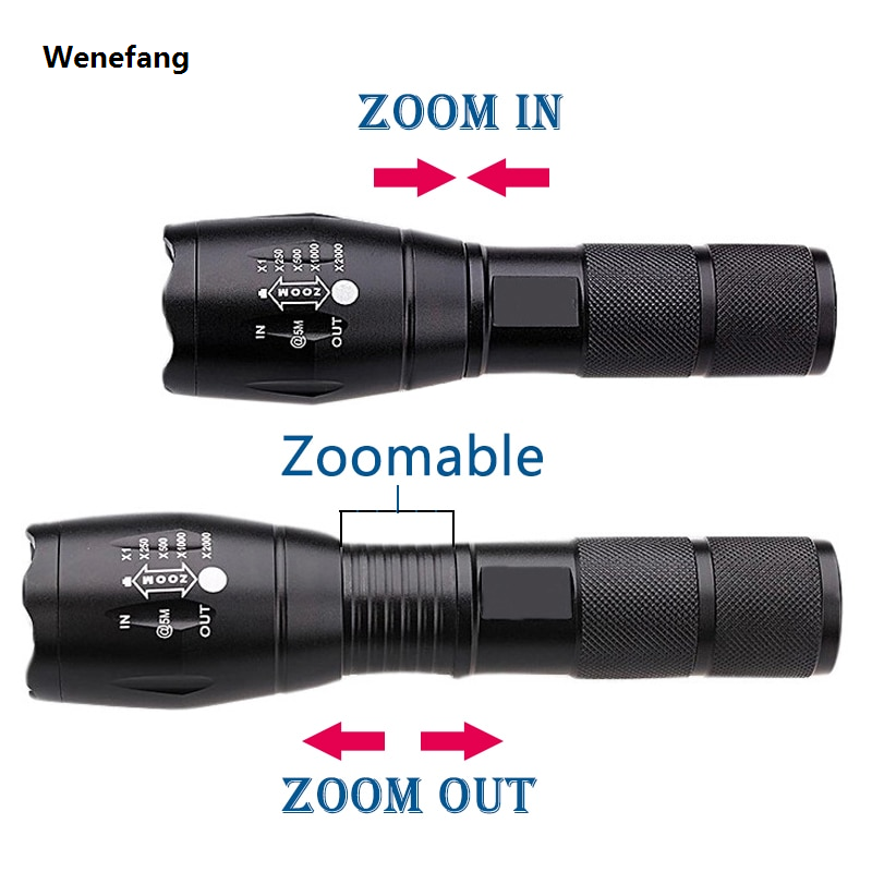 Wenefang LED Rechargeable Flashlight Litwod XML T6 5 mode zoom linterna torch Sales promotion 5000 LM 18650 Battery Outdoor Camping Powerful Flashlight