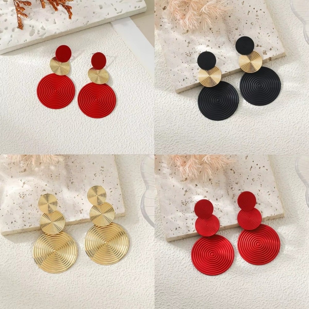 1 pair Exaggerated ​Geometric Round​ ​Drop Earrings​ Bohemia Metal ​Statement Earrings Vintage Earrings gift