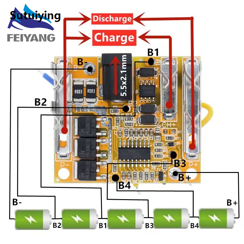 Sutuiying 5S 18V 21V 20A Battery Charging Protection Board Li-Ion Lithium Battery Pack Protection Circuit Board BMS Module For Power Tools
