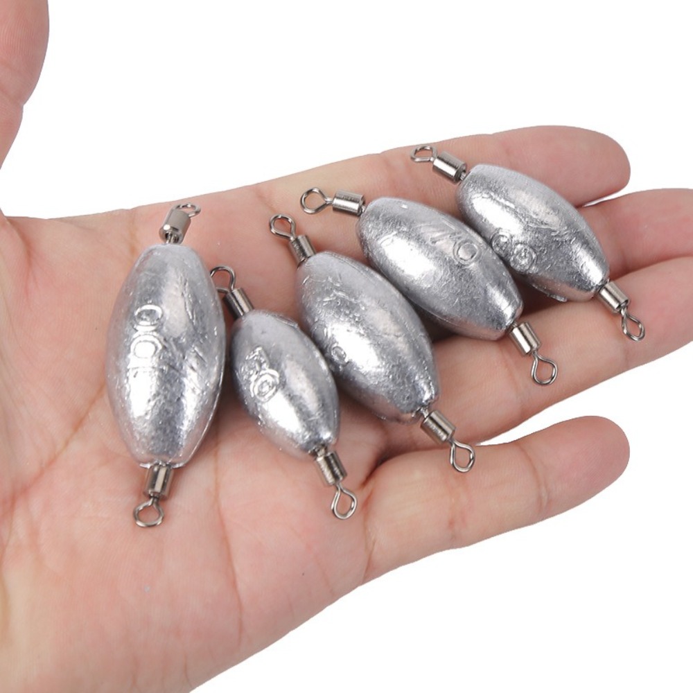 5pcs High Quality Durable American Swivel Anti Dust Weights Lead Sinkers Fishing Sinker Tackle Olive Shaped