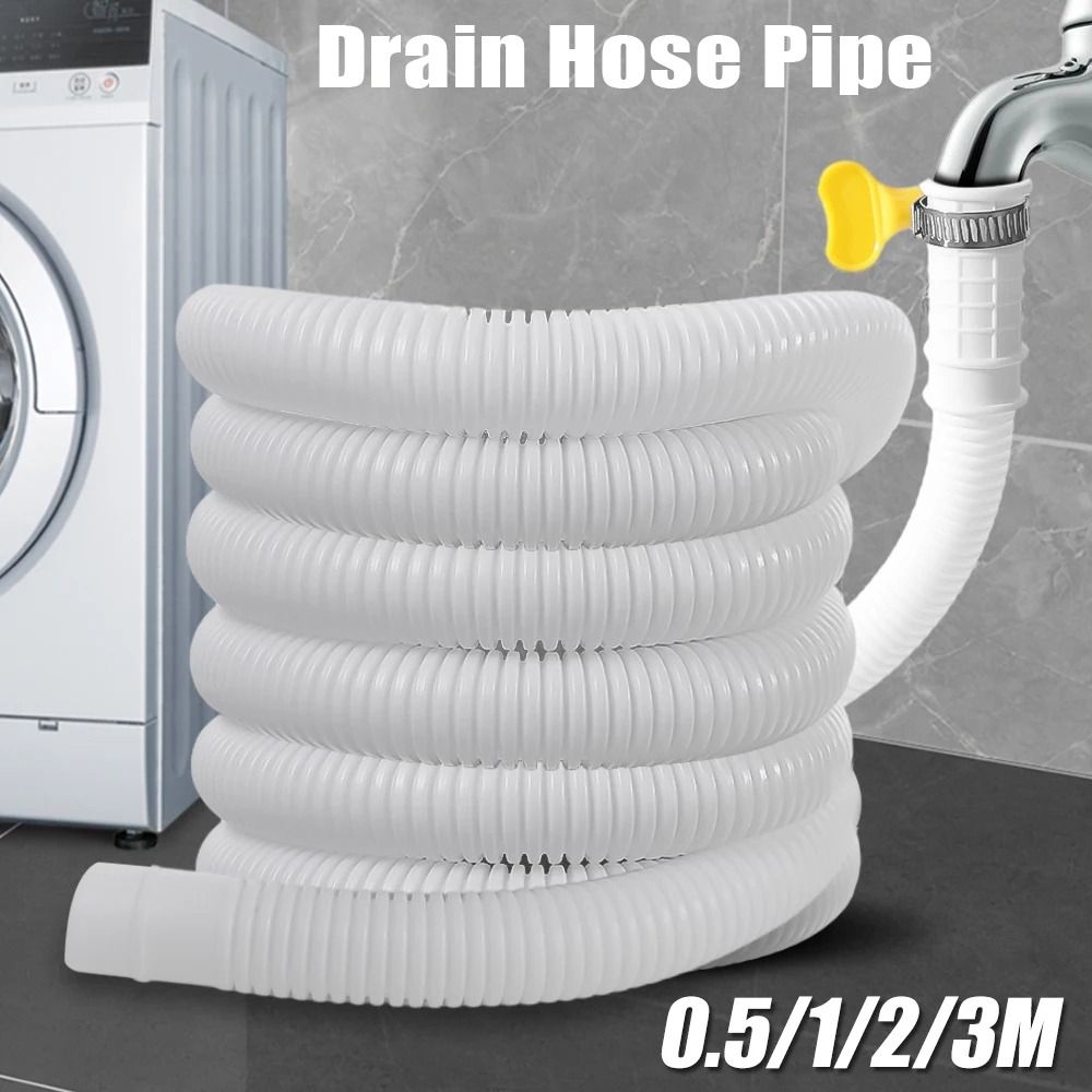 1Pcs New Faucet Accessories Drain Hose Pipe Waste Water Outlet Expel Flexible Hose Tube 0.5/1/2/3m Soft White PP Plumbing for Washing Machine Dishwasher Air Conditioner