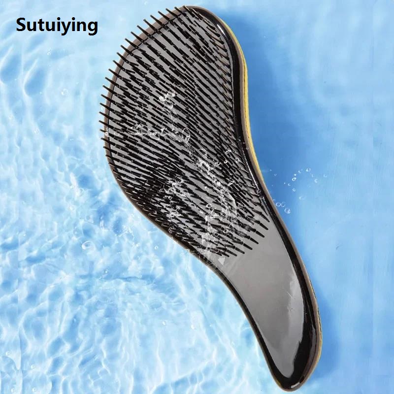 Sutuiying وردة عدنDetangled Hair Brush Soft Portable Scalp Massage Skull Lucky New HairBrush Gentle Wide Teeth Comb StylingTool Halloween Gift