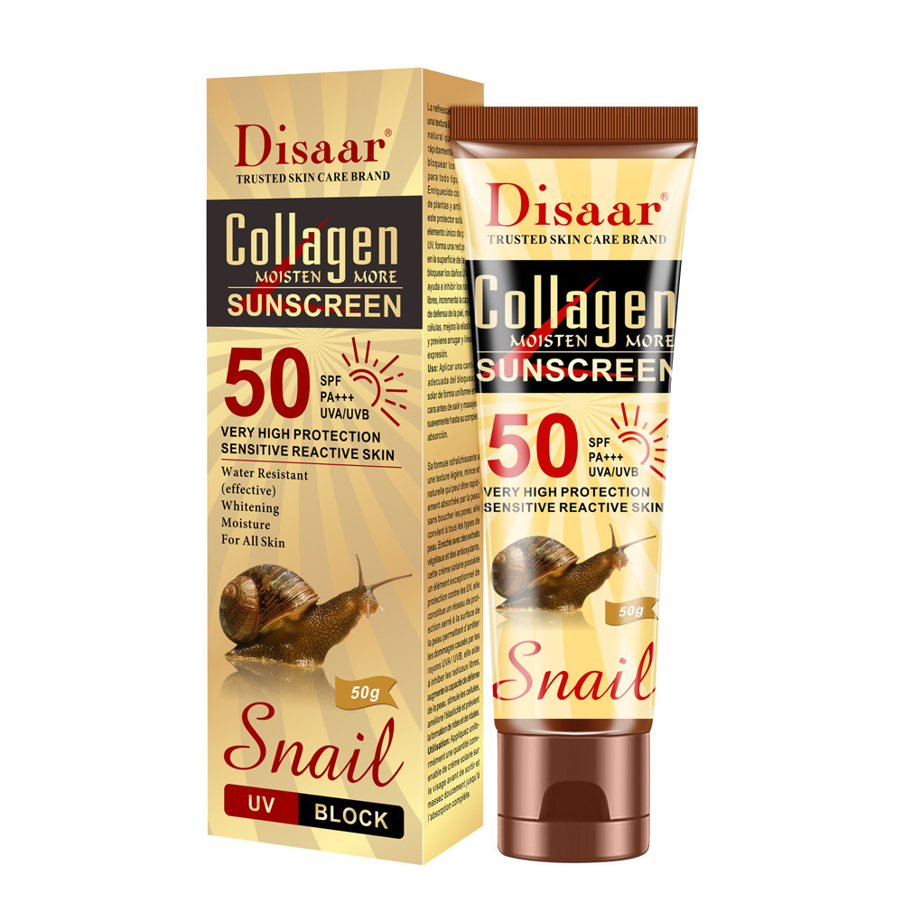 Disaar Collagen Snail Sunscreen SPF 50 PA+++ | UV Protection | Anti-Aging Organic Face Cream - 50ml