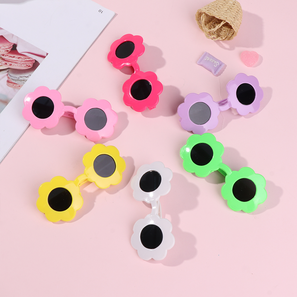 Cute Pet Look Dress Up Accessories Sun Flower Shaped Toys Glasses Doll Eyeglasses Sunglasses