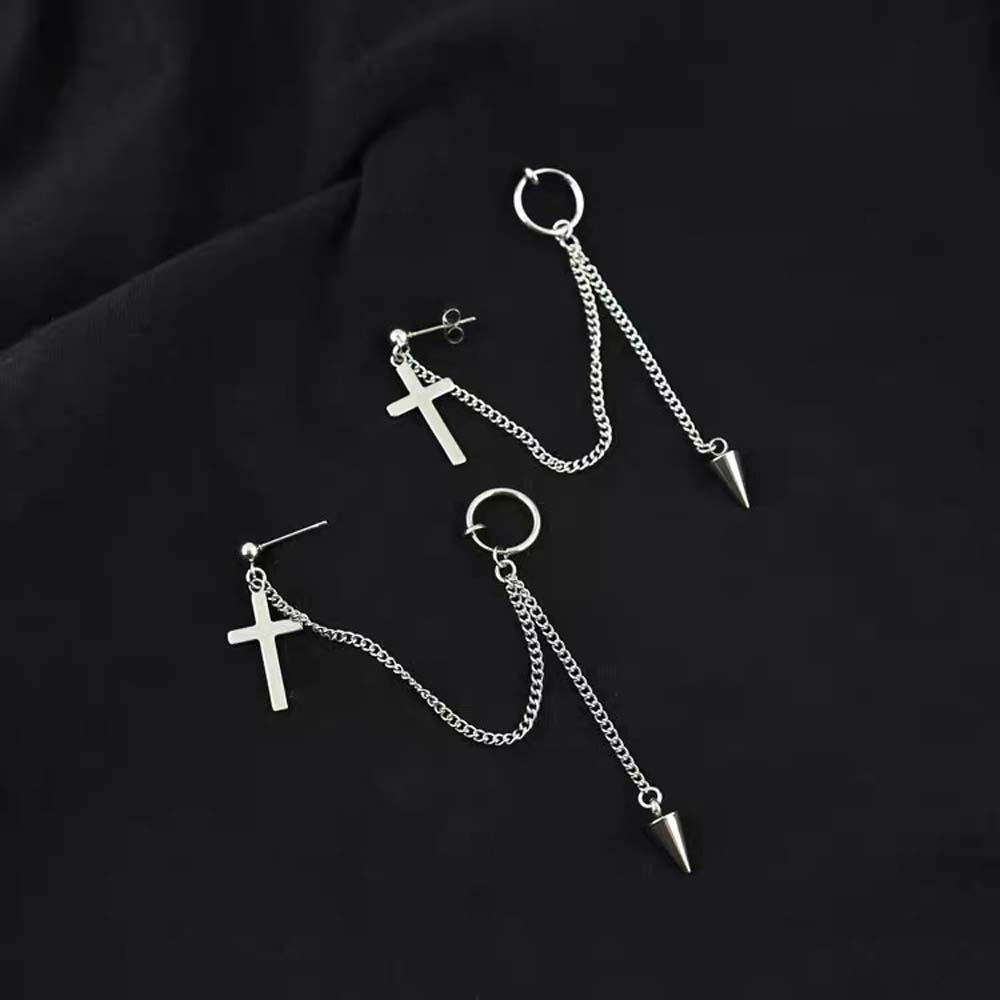 Simple Punk Elegant Chain Tassel Unisex Gift Pendant Stainless Steel Fashion Jewelry Women Dangle Earring Clip Earring Stud Earring